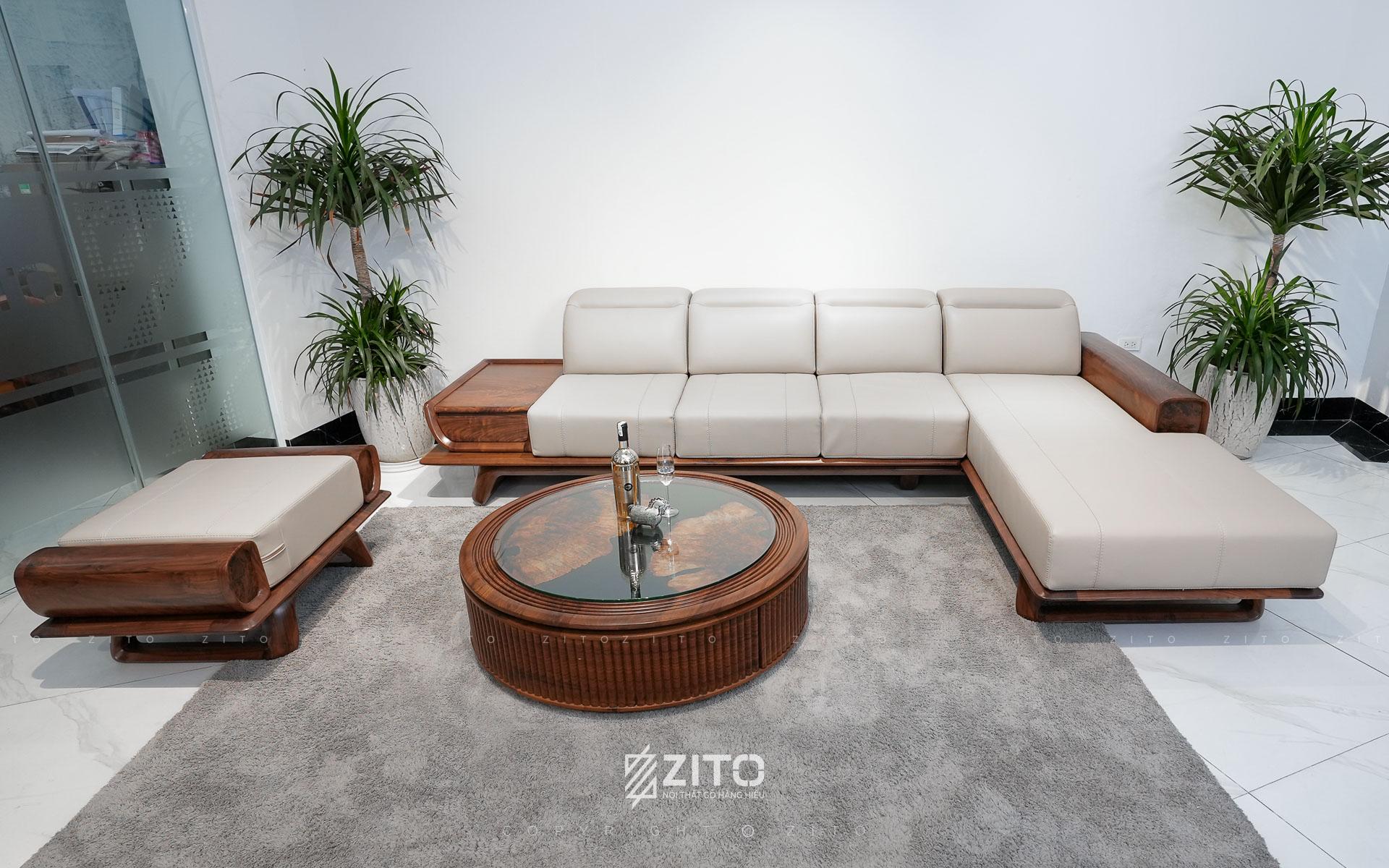 Sofa gỗ óc chó chữ L ZG 195 – Biểu tượng phong cách sống thượng lưu hiện đại